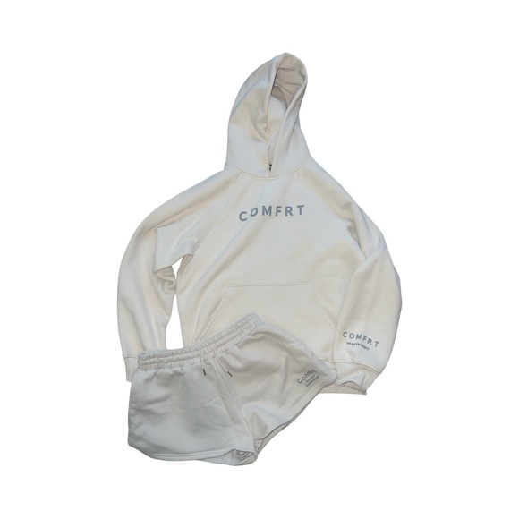 COMFRT Women's Cream Hoodie and Shorts Set - Picture 1 of 3